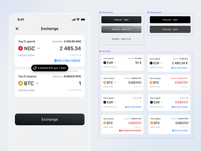 UI Components for swap form app crypto design figma ui ux