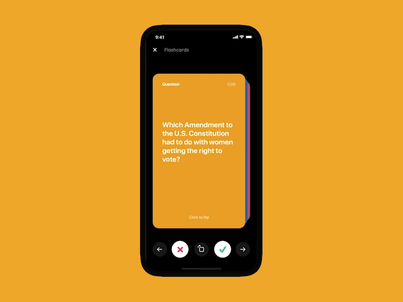 Flashcards x Tinder animation edtech mobile product design ui ux ui