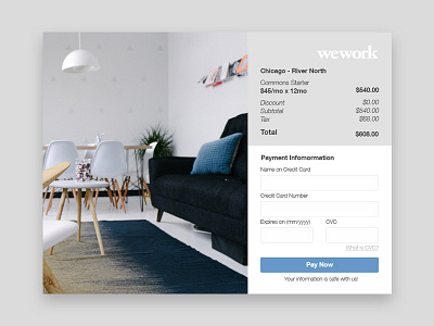 Daily UI - Credit Card checkout credit card dailyui wework