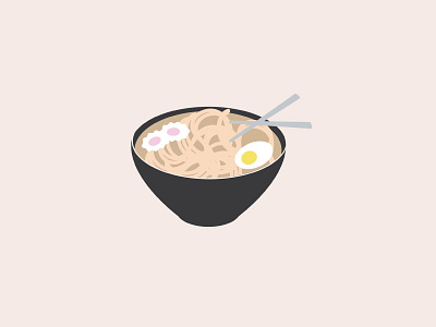 Ramen Illustration asian cuisine food icon illustration illustrator pink ramen simple