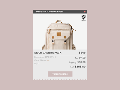 Daily UI - Email Receipt backpack daily ui email langly minimal pop up product purchase receipt ui user