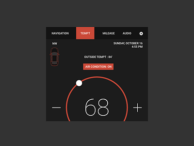 Daily UI - Car Interface car daily ui dashboard driver interface minimal navigation temperature ui user