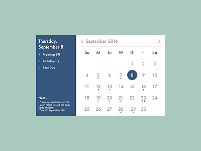 Daily UI - Calendar calendar daily ui date minimal month notes reminder ui user year