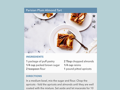 Daily UI - Recipe card daily ui dessert directions ingredients minimal product recipe ui user