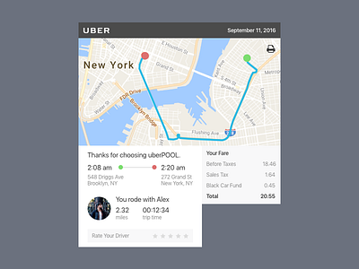 Daily UI - Invoice daily ui drive fare invoice minimal receipt rideshare uber ui user