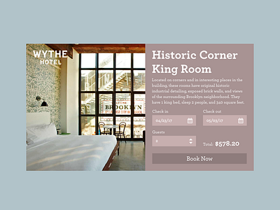 Daily UI - Hotel Booking booking brooklyn daily ui hotel interface landing minimal page travel ui user website