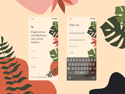 Daily UI #001 - Sign Up concept concept app daily ui 001 ios mindfulness nature sign up
