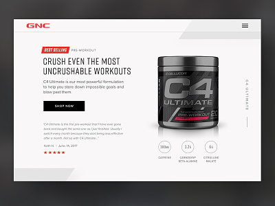 Brand Page Concept for GNC brand page fitness ui nutrition ui uiux ux design web design