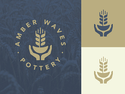 Amber Waves Pottery Logo branding logo logo design pottery wheat