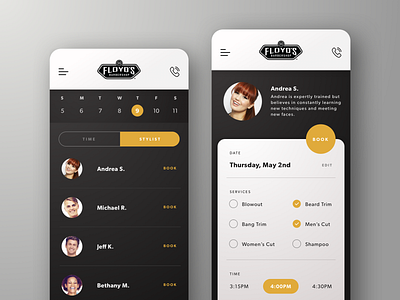 Barbershop App UI app design calendar calendar app mobile mobile app mobile app design schedule scheduler ui ui design uiux uiux design