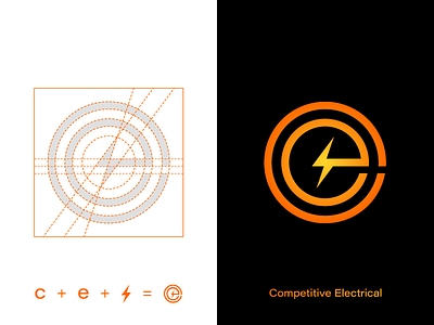 Competitive Electrical Design Logo/Identity Development brand branding design graphic design icon identity logo orange symbol yellow