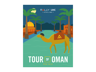 Tour of Oman Race Graphic camel cycling design illustration night night time oman pro cycling pro racing racing tour vector