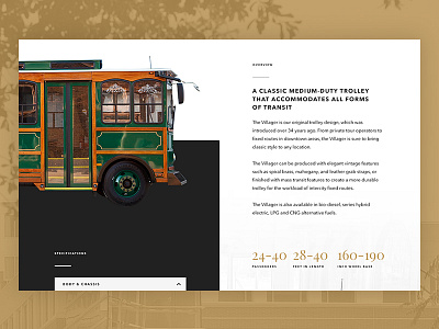 Website For Bus Company | Hometown Trolley automotive black bold bronze bus nostalgic parallax trolley video background vintage
