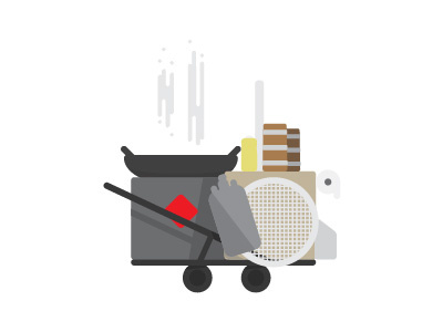 Dirty old food cart hong kong illustration minimal simple vector