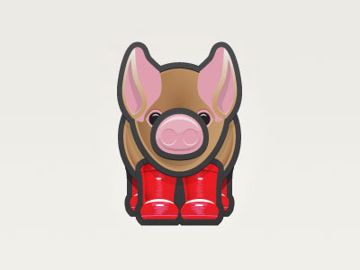 Boot Piggy icon illustration pig