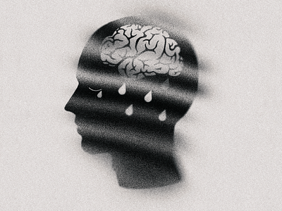 It's raining black and white crying depression graphic design head silhouette illustration logo mental health minimal minimalist art person sad