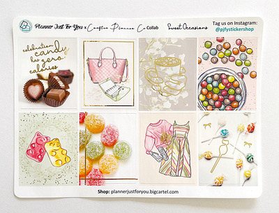 Sweet Occasions Sticker Kit candy design foiling graphic design illustration planner planner kit product design silhouette studio stickers watercolor