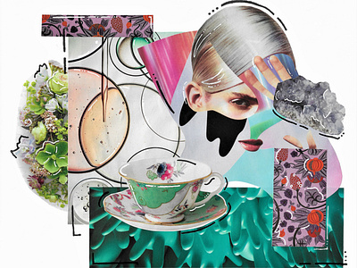 Teacup Bubble Collage bubble collage composition design face graphic design magazine teacup