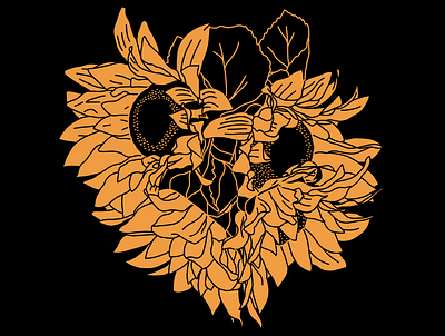 Sunflowers design graphic design illustration ipad pro line art logo procreate screen printing sunflower t shirt ukraine