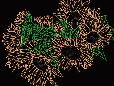 More Sunflowers design graphic design illustration ipad pro line art logo procreate screen printing sunflower t shirt