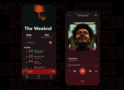 Music App UI app daily ui music app music player red the weekend typography ui ux