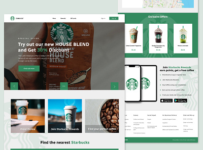 Starbucks Landing Page Redesign branding green landing page starbucks ui user experience design user interface design ux web design