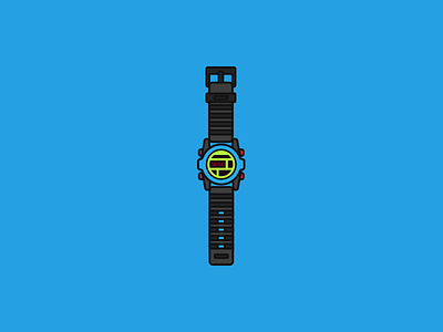 Watch blue coloured icon line vector watch