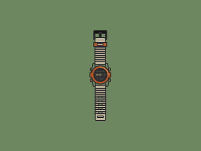 Watch coloured green icon line vector watch
