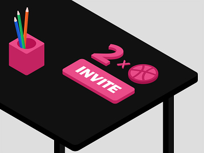 2 Dribbble Invites 2 design dribbble giveaway invite isometric