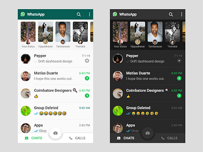 Whatsapp UI android dark mode redesign ui ui design whatsapp