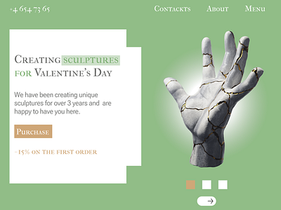 A one-page website for a sculpture store. drsign site ux web design