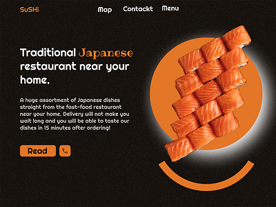 Fast food restaurant with traditional Japanese cuisine. design food site sushi ui ux web design