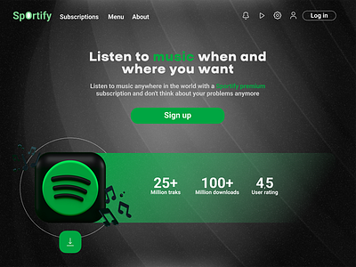 Spotify website - redesign concept (personal layout)