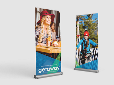 Plan My Getaway Retractable Sign Display branding design graphic design illustration