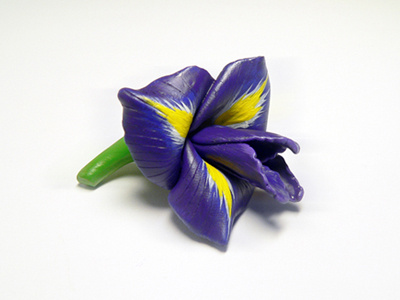 Iris acrylic brooch flower hand made iris plastic
