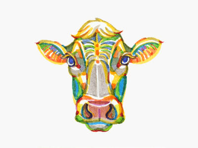 Cow animal antelope art character color colorful drawing illustration marker