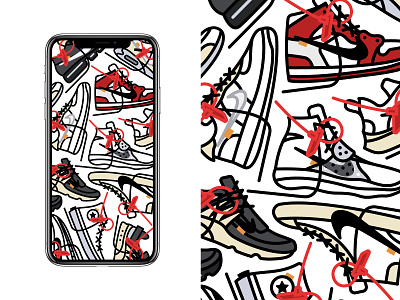 The Ten - Wallpaper illustration nike offwhite shoes snkrs