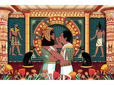 Cleopatra and Caesar illustration love pattern photoshop