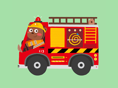 fire engine illustration bear car cartoon art cartoon character cartoon illustration fire fire engine illustration illustration art illustrator