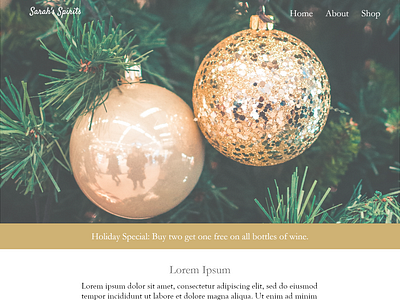 Holiday Spirits Website Design Concept