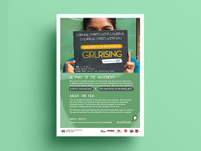 Girl Rising Film Screening advert charity event shot flyer design