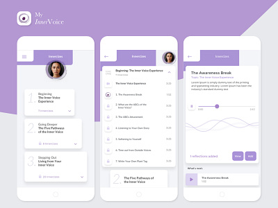 My InnerVoice audio intractive design listen mobile app play audio record uiux