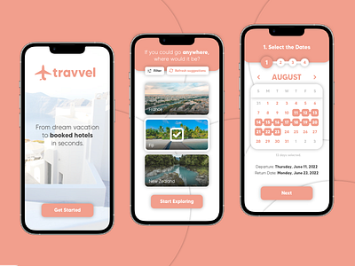 Travel Mobile App UI Mockup - Travvel 2d app design app ui app ux colorful design flat logo graphic design illustration logo minimal ui minimalism minimalistic app mobile app mobile ui mobile ux simple app design travel app ui ux