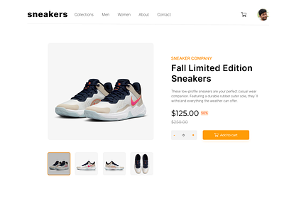 Sneakers Company Design - Product Page design e commerce graphic design online shopping simple sneakers ui website