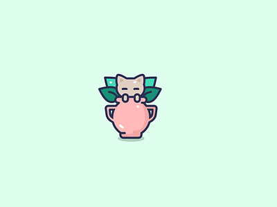 Cat hiding in a pot animal cat character cute design flat illustration illustrator kawaii vector
