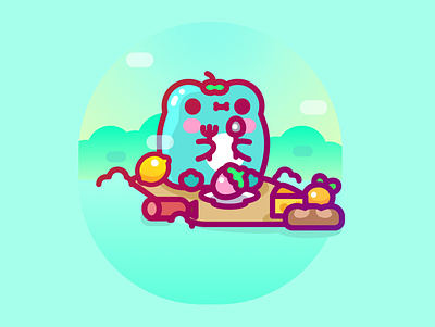 Picnic time character cute design frog illustration illustrator picnic vector