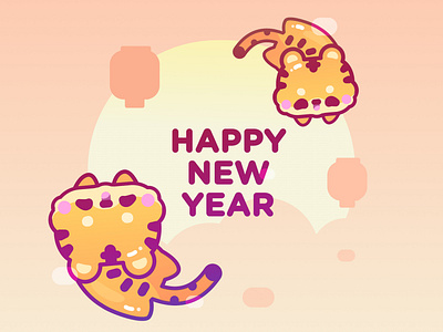 Happy Lunar New Year branding character cute design flat illustration illustrator logo ui vector