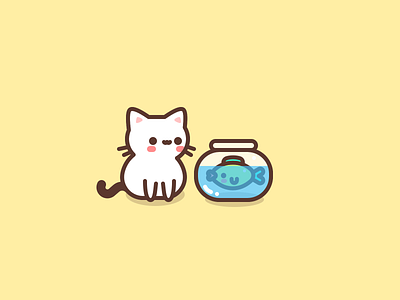 Busy Day busy cat character cute design fish flat icon icons illustration illustrator vector