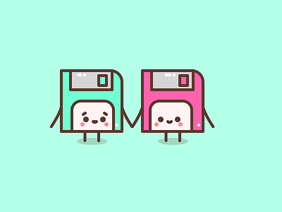 Rebound: Friendship. character computer design disk flat floppy floppy disk icon icons illustration illustrator old retro vector