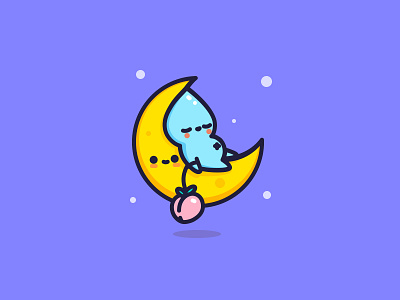 Good night. character cute design flat icon illustration illustrator moon peach vector